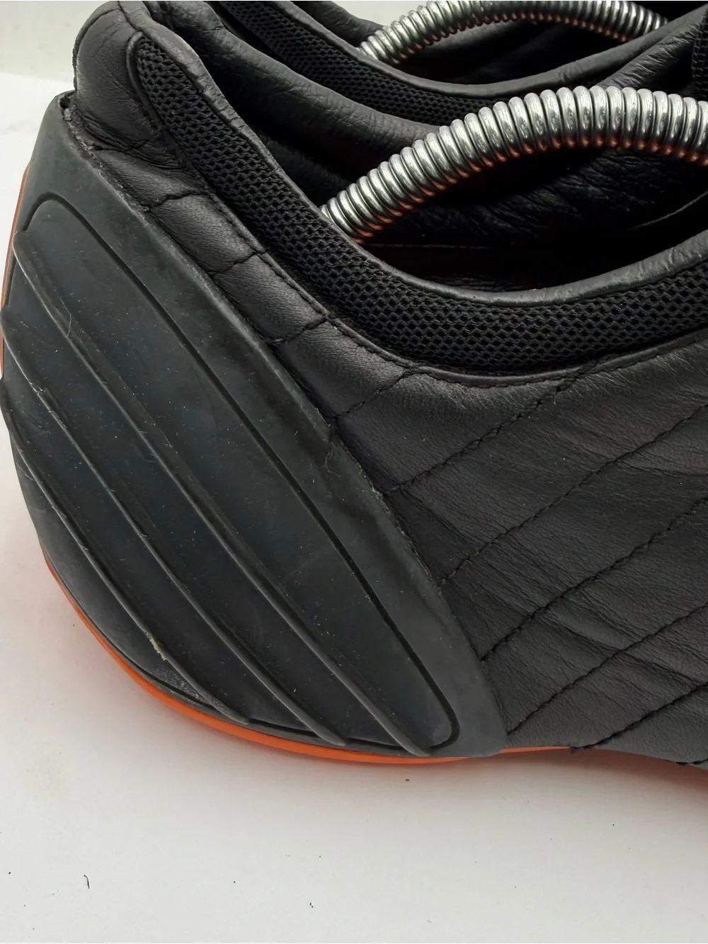 B44 Rare Adidas Y-3 Mid II Sz 11.5 Black/Orange Leather Sneakers Yohji Yamamoto